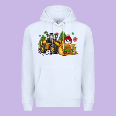 Christmas Bulldozer Snowman Premium Hoodie Designed By Jahusdesignshop