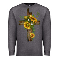 Charcoal Heather sunflower cross Premium Sweatshirt - texasbilliewilder