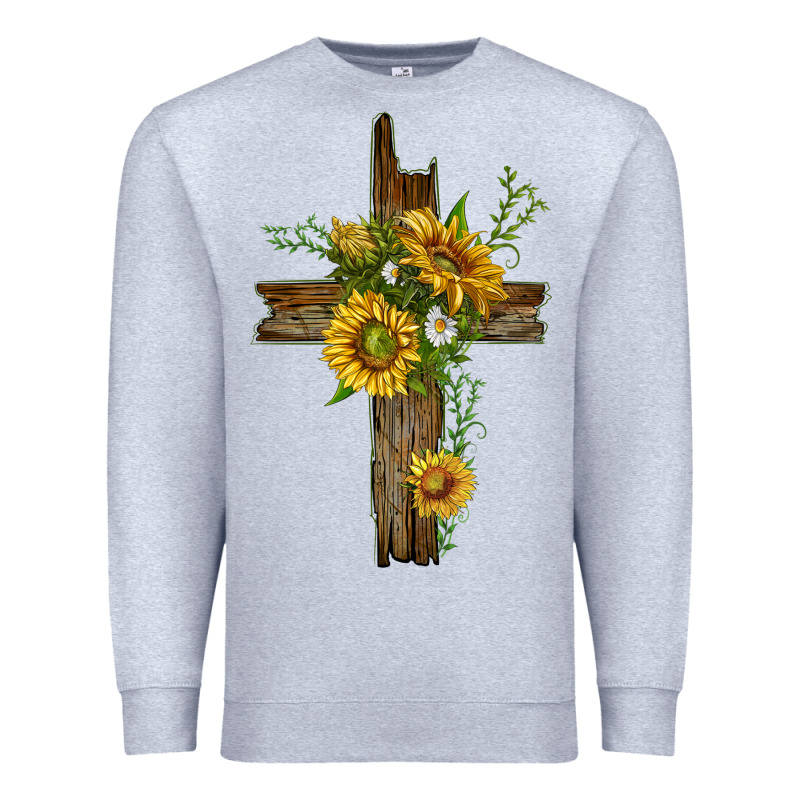 Sunflower Cross Premium Sweatshirt by texasbilliewilder | Teevron