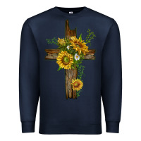 Navy sunflower cross Premium Sweatshirt - texasbilliewilder