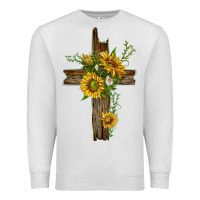 Oatmeal Heather sunflower cross Premium Sweatshirt - texasbilliewilder