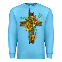 Ocean Blue sunflower cross Premium Sweatshirt - texasbilliewilder