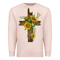 Pale Pink sunflower cross Premium Sweatshirt - texasbilliewilder