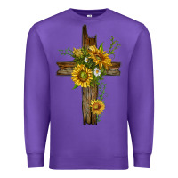 Purple sunflower cross Premium Sweatshirt - texasbilliewilder