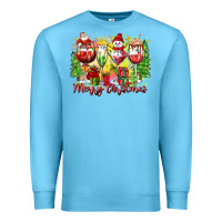 Ocean Blue merry christmas wine glasses Premium Sweatshirt - Zillion Design Studio