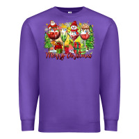 Purple merry christmas wine glasses Premium Sweatshirt - Zillion Design Studio