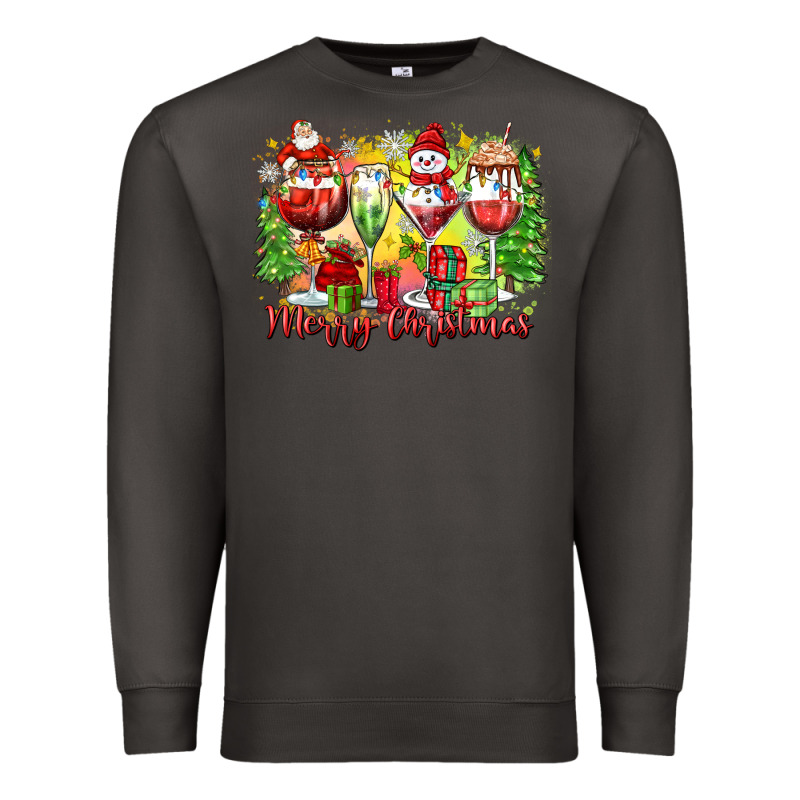 Merry Christmas Wine Glasses Premium Sweatshirt by Zillion Design Studio | Teevron