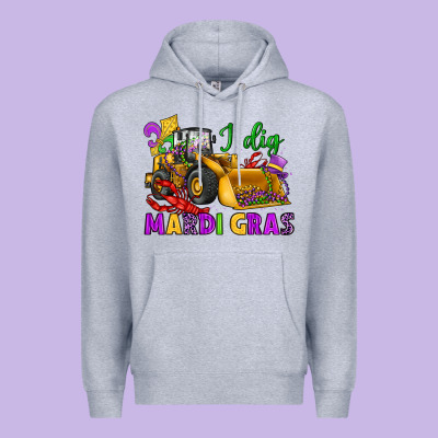 I Dig Mardi Gras Bulldozer Premium Hoodie Designed By Jahusdesignshop