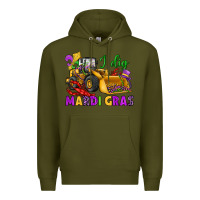 Army Green i dig mardi gras bulldozer Premium Hoodie - JahusDesignShop