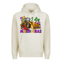 Oatmeal Heather i dig mardi gras bulldozer Premium Hoodie - JahusDesignShop