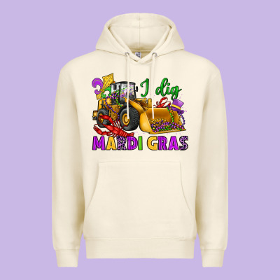 I Dig Mardi Gras Bulldozer Premium Hoodie Designed By Jahusdesignshop