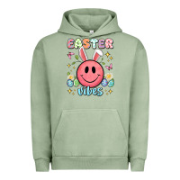 Pigment Oil Green easter vibes smiley face Urban Hoodie - Artiststas