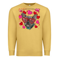 Antique Gold Valentine's day french bulldog puppy Premium Sweatshirt - RanaPortraitStore