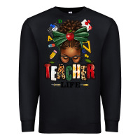 Black teacher life afro messy bun Premium Sweatshirt - texasbilliewilder