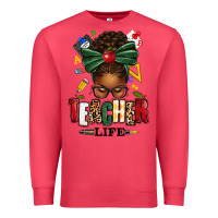 Cardinal teacher life afro messy bun Premium Sweatshirt - texasbilliewilder