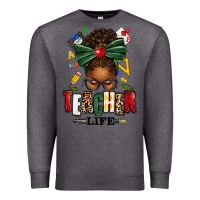 Charcoal Heather teacher life afro messy bun Premium Sweatshirt - texasbilliewilder