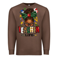 Chestnut teacher life afro messy bun Premium Sweatshirt - texasbilliewilder