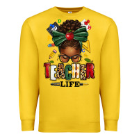Lemon teacher life afro messy bun Premium Sweatshirt - texasbilliewilder