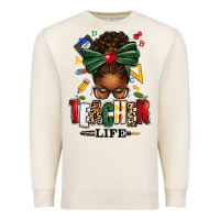 Sandshell teacher life afro messy bun Premium Sweatshirt - texasbilliewilder