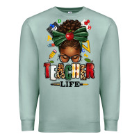 Seafoam teacher life afro messy bun Premium Sweatshirt - texasbilliewilder