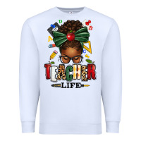White teacher life afro messy bun Premium Sweatshirt - texasbilliewilder