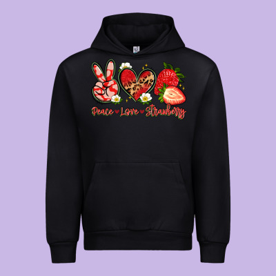Peace Love Strawberry Urban Hoodie Designed By Artiststas