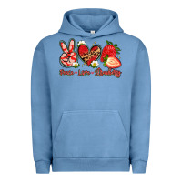 Pigment Pebble Blue peace love strawberry Urban Hoodie - Artiststas