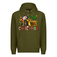 Army Green i dig Christmas bulldozer santa Premium Hoodie - JahusDesignShop