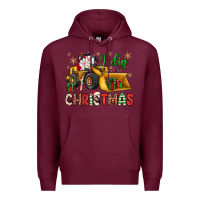 Burgundy i dig Christmas bulldozer santa Premium Hoodie - JahusDesignShop