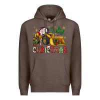 Coffee i dig Christmas bulldozer santa Premium Hoodie - JahusDesignShop