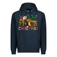Navy i dig Christmas bulldozer santa Premium Hoodie - JahusDesignShop