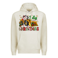 Oatmeal Heather i dig Christmas bulldozer santa Premium Hoodie - JahusDesignShop