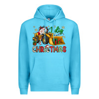 Ocean Blue i dig Christmas bulldozer santa Premium Hoodie - JahusDesignShop