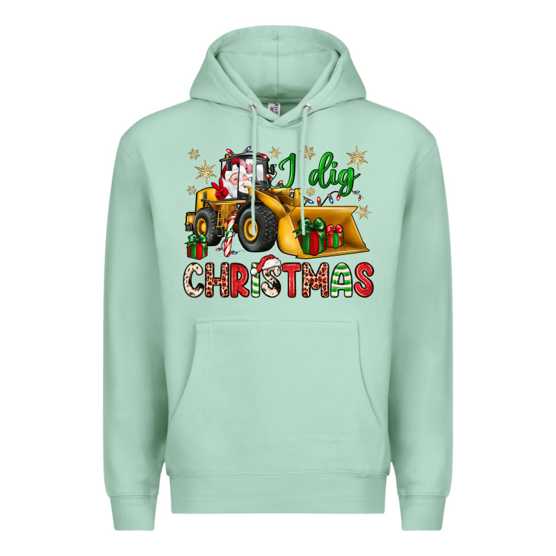I Dig Christmas Bulldozer Santa Premium Hoodie by JahusDesignShop | Teevron
