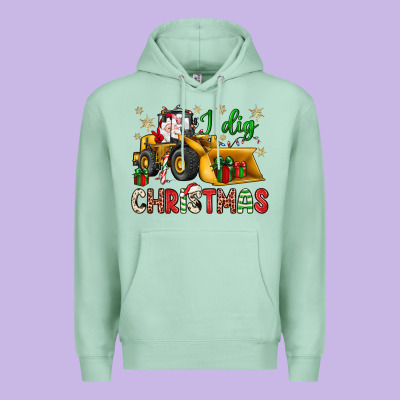 I Dig Christmas Bulldozer Santa Premium Hoodie Designed By Jahusdesignshop