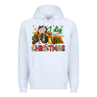 White i dig Christmas bulldozer santa Premium Hoodie - JahusDesignShop