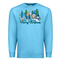 Ocean Blue merry christmas snowman gnomes Premium Sweatshirt - Zillion Design Studio