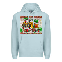 Blue Mist i dig christmas bulldozer santa Premium Hoodie - JahusDesignShop