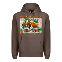 Coffee i dig christmas bulldozer santa Premium Hoodie - JahusDesignShop