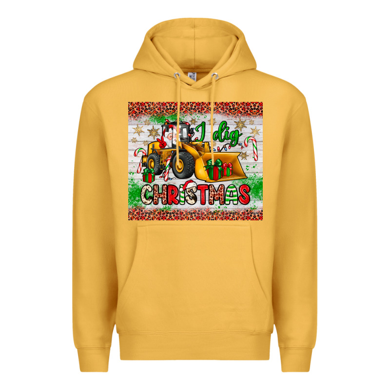 I Dig Christmas Bulldozer Santa Premium Hoodie by JahusDesignShop | Teevron