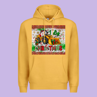 I Dig Christmas Bulldozer Santa Premium Hoodie Designed By Jahusdesignshop