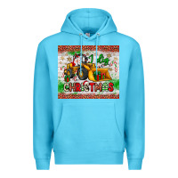 Ocean Blue i dig christmas bulldozer santa Premium Hoodie - JahusDesignShop