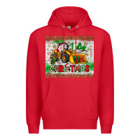 Red i dig christmas bulldozer santa Premium Hoodie - JahusDesignShop