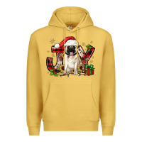 Antique Gold christmas joy pug Premium Hoodie - JahusDesignShop