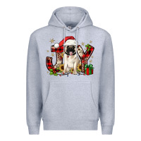 Heather Grey christmas joy pug Premium Hoodie - JahusDesignShop