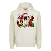 Oatmeal Heather christmas joy pug Premium Hoodie - JahusDesignShop