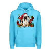 Ocean Blue christmas joy pug Premium Hoodie - JahusDesignShop