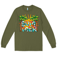Army Green summer waves and sun Long Sleeve Tee - BarkalooDesign