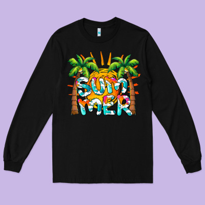 Summer Waves And Sun Long Sleeve Tee Designed By Barkaloodesign