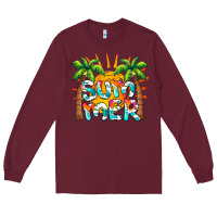 Burgundy summer waves and sun Long Sleeve Tee - BarkalooDesign